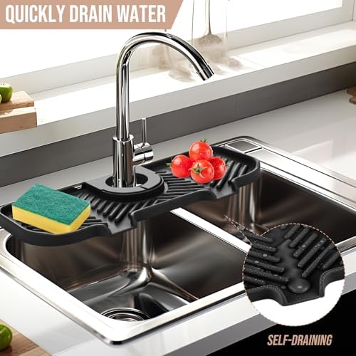 Teenyyou 2 Pcs Silicone Faucet Splash Guard 10.6 ” x 4.3” Kitchen Sink Splash - Image 4