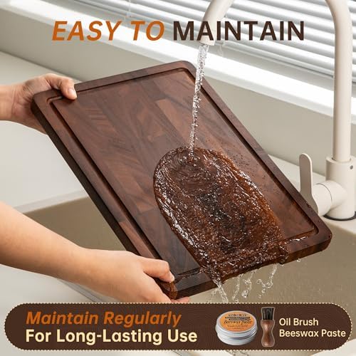 THETCHRY Walnut Wood Cutting Board Set, End Grain Cutting Board - Image 6