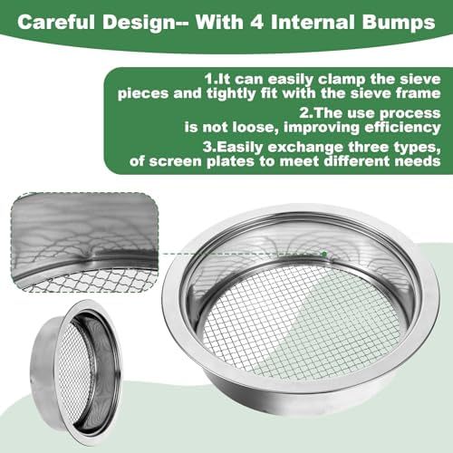 Soil Sieve Set Garden Soils Sifter Stainless Steel Mesh Sifters Compost Sifter - Image 4