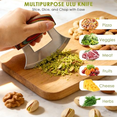Ulu Knife, Sharp Rocker Mezzaluna Knife - Image 5