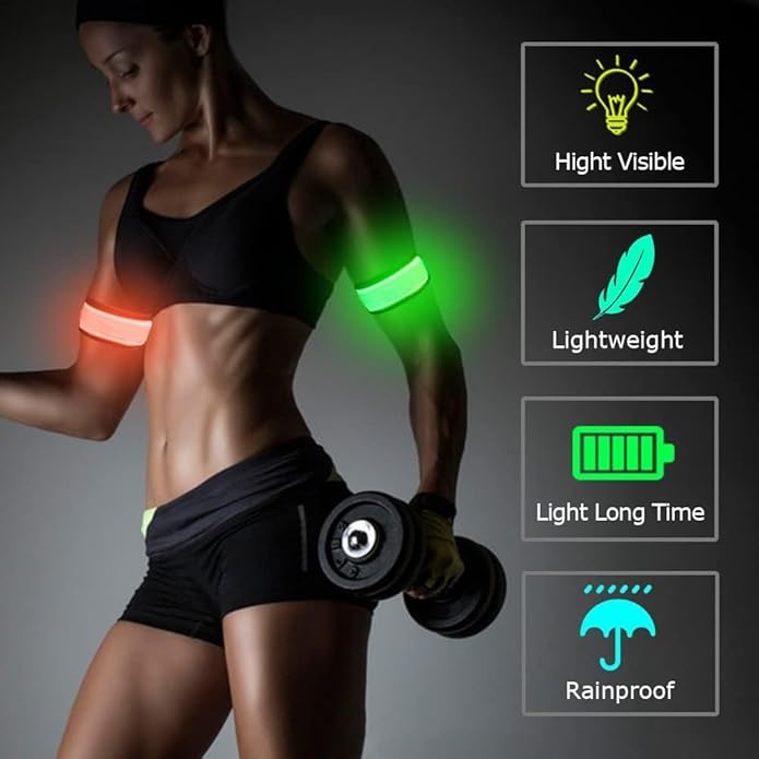 LOBKIN Safety Bracelets, LED Slap Armband Kids Walking at Night Safe LED Light Wrist Light Reflective Belt, Magic Band Running Lights for Runners