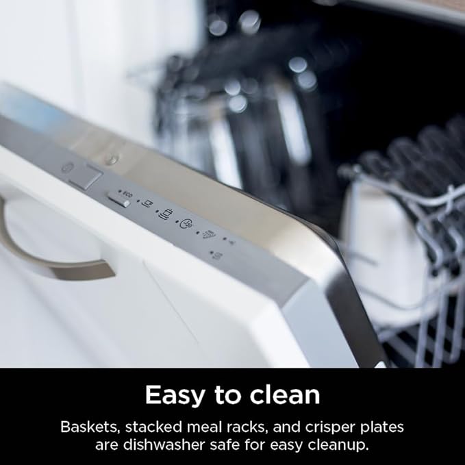 Ninja Air Fryer, 8 QT DoubleStack 2-Basket, Space Saving Design, Cooks 2lb Chicken Wings, Feeds up to 6 People, 6-in1 Air Fryer, Roast, Bake & More, Easy to Clean, Dishwasher Safe Parts, Black, SL201