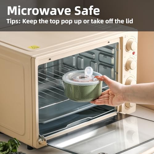 Ceramic Nesting Bowls with Lid, Microwave Safe - Image 3
