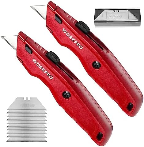 WORKPRO Premium Utility Knife, Retractable All Metal Heavy Duty Box Cutter by WORKPRO