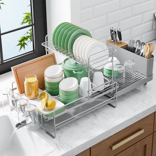 Kitsure Extendable Dish Drying Rack, 19.2"-26.7" L x 12.9" W by Kitsure