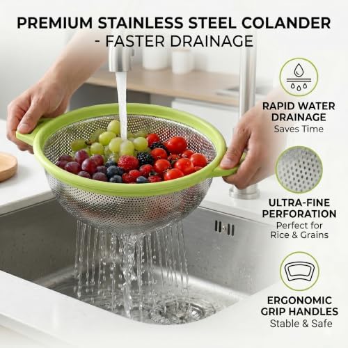 HiramWare Stainless Steel Colander - Image 3