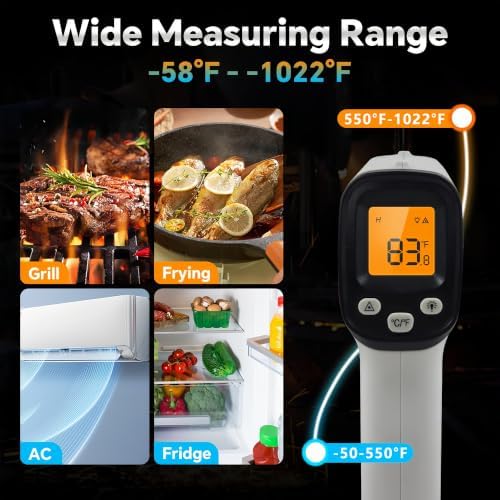 Infrared Thermometer Gun, ‑58℉‑712℉ Non‑Contact Laser Surface Temp Gun - Image 2