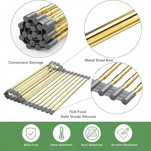 Expandable Roll Up Dish Drying Rack, Large Over The Sink Rack Draining Rack - Image 3