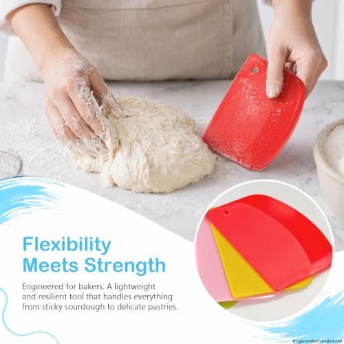 7 Dough Scrapers for Baking, Flexible Bowl Scraper - Image 6