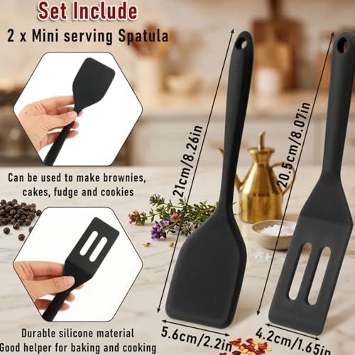 Mini Serving Spatula 2pcs set, Silicone Serve Turner Heat-Resistant Cookie - Image 5