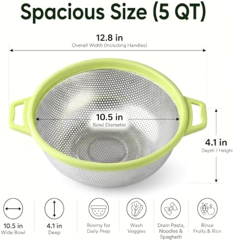 HiramWare Stainless Steel Colander - Image 2