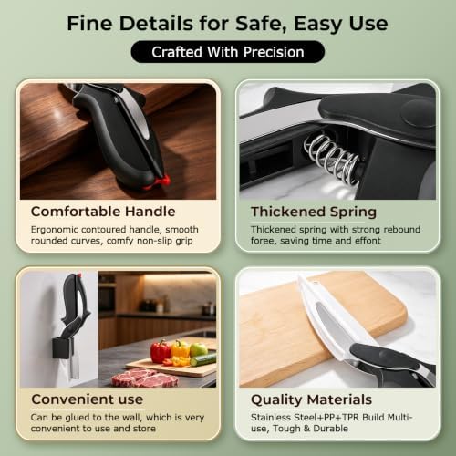 Ozwixhvt Kitchen Scissors with Cutting Board, Safety Lock, 2-in-1 Design - Image 2