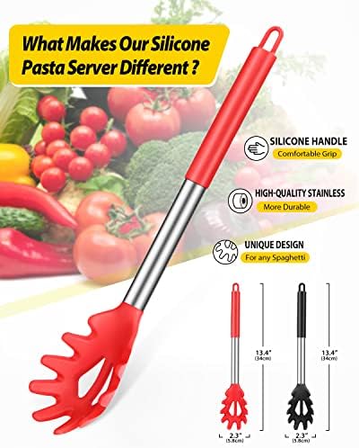 Silicone Pasta Fork, Kitchen Noodle Spoon Server, 2 Pack - Image 2