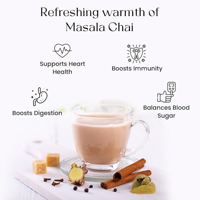 Blendart India's Original Masala Chai Tea bags 50 Count | Eco- Conscious Tea Bags | Premium Assam Black Tea | Ginger and Cardamom Flavour | Whole Loose leaf Tea bags | Indian Spiced Chai Tea Bags