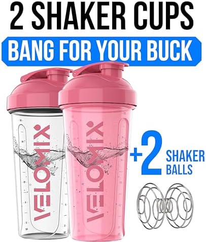 VELOMIX 2 Pack 28oz Protein Shaker Bottle - Image 2