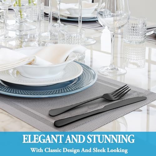 24 Pcs Black Silverware Set - Image 6