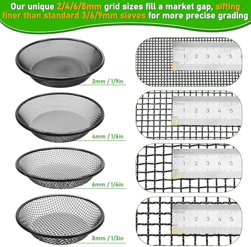 4Pcs 11.8" W Soil Sifter for Gardening, 8mm Grid Rock Sifter for 5 Gallon Bucket - Image 3
