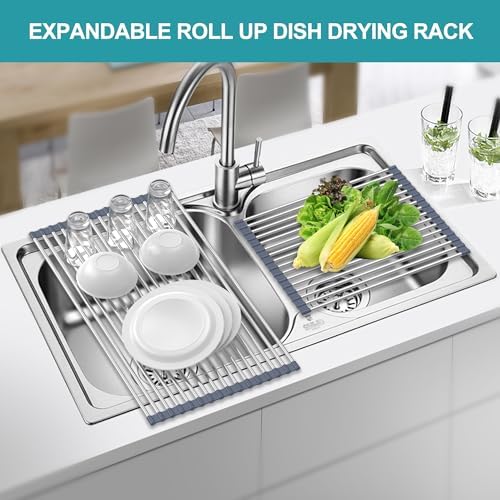 BBXTYLY Extra Large Expandable Roll Up Dish Drying Rack, Over The Sink Drying - Image 3