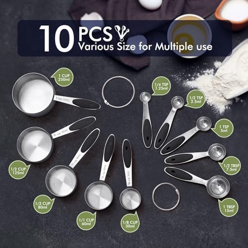 HOTEC 10-Pack Measuring Cups &Spoons Set - Image 2
