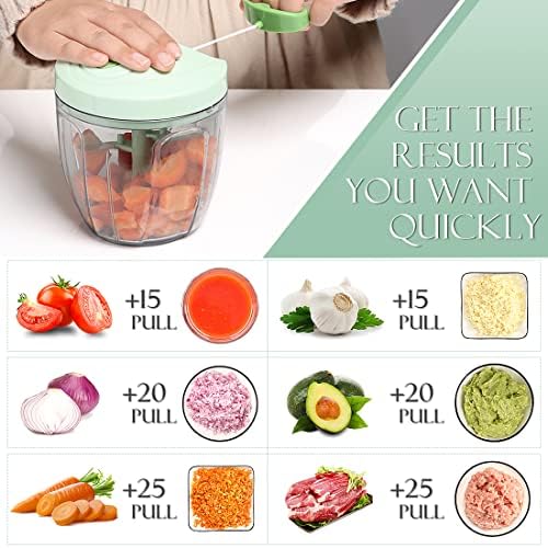 Ourokhome Manual Food Processor Vegetable Chopper, Portable Hand Pull String - Image 2