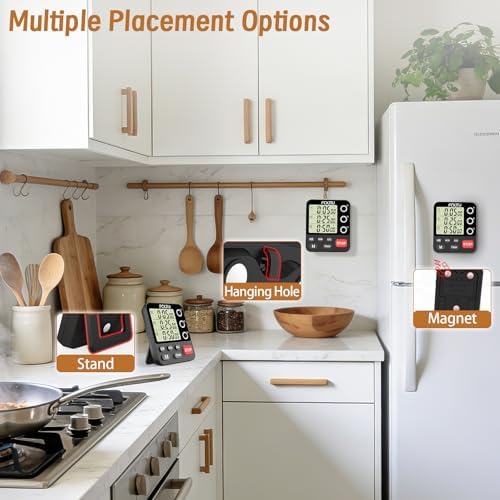 Digital Dual Kitchen Timer, 3-Channel Triple Magnetic Countdown - Image 5