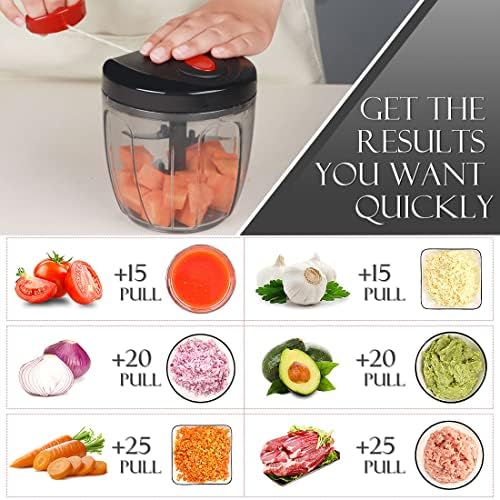 Ourokhome Manual Food Processor Vegetable Chopper, Portable Hand Pull String - Image 2