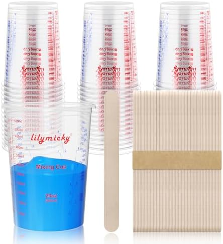 50 Pack Plastic Mixing Cups, 20 oz Measuring Cups by Lilymicky