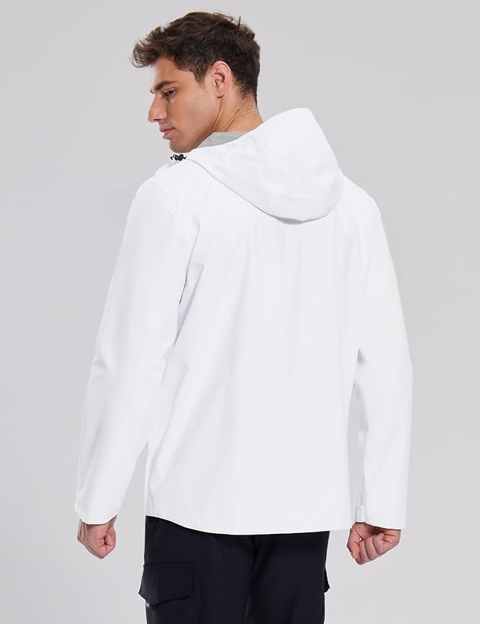 baleaf Men's Rain Jacket Waterproof Breathable Raincoat with Hood for Outdoor Hiking Traveling Cycling Windbreaker