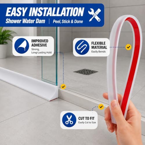 39 inch Silicone Water Guard for Kitchen Sink, Rubber Shower Threshold Splash - Image 5
