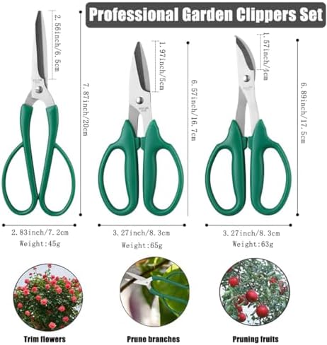 3 Pack Garden Pruning Scissors, Fruit & Vegetable Picker, Garden Clippers Set - Image 2