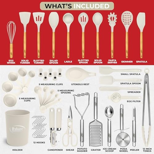 Kaluns 50 PCS Silicone Kitchen Utensils Set Complete Kitchen Set - Image 2