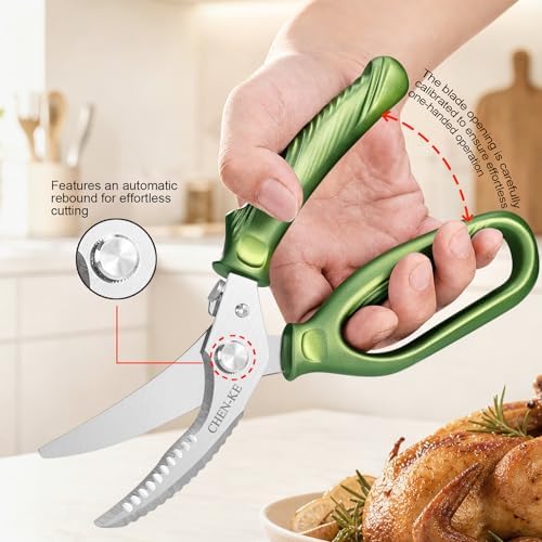 CHEN-KE Rust Resistant Heavy Duty Multipurpose Kitchen Shears-Green - Image 3