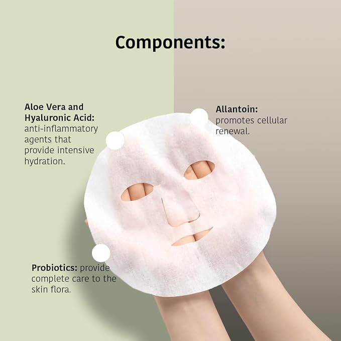 IROHA NATURE Comforting & Hydrating Tissue Face Mask with Aloe Vera | 15 Pieces | Aftersun Effect | 96% Natural Ingredients