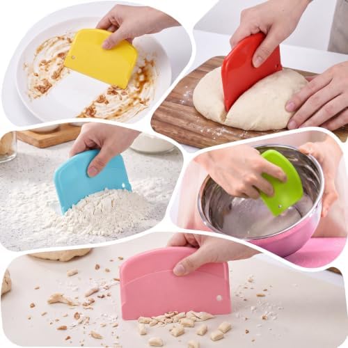 7Pcs Dough Scraper, Flexible Plastic Bench Bowl Scraper - Image 4