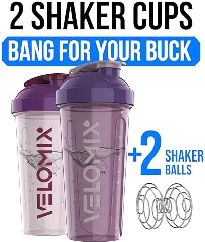 VELOMIX 2 Pack 28oz Protein Shaker Bottle - Image 2