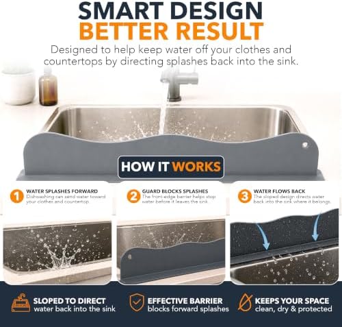 Linda’s Essentials Kitchen Sink Water Splash Guard, Flexible Silicone Sink - Image 5