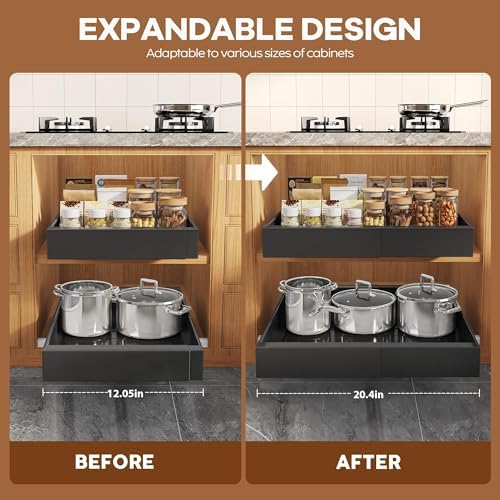 Seinloes 2Pack Expandable Pull Out Cabinet Organizer 21"Deep - Image 3