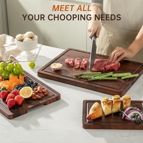 THETCHRY Walnut Wood Cutting Board Set, End Grain Cutting Board - Image 3