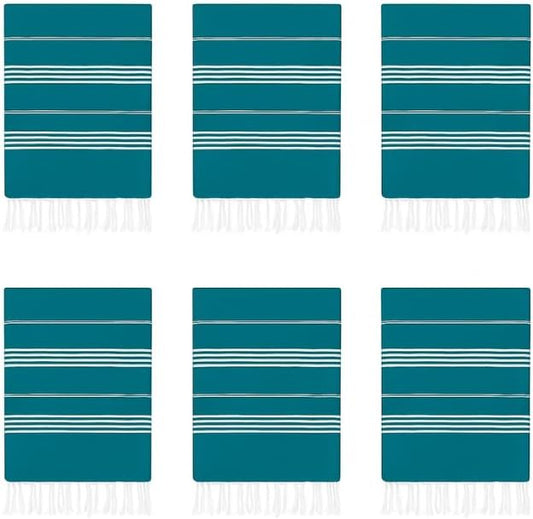 HAVLULAND Turkish Beach Towels Oversized -100% Turkish Cotton Super Soft Lightweight - Absorbent and Quick Drying Bath Towel - Sand Free Beach Towel - Turkish Towels for Adults (Teal, 6 Pack)