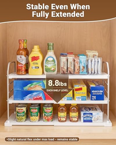 EVERIE Extendable 3-Tier Kitchen Cabinet & Pantry Organizer - Image 5
