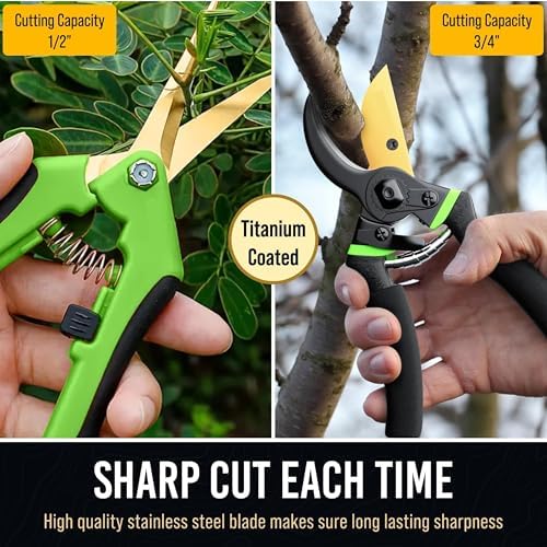 8.5" Professional Bypass Pruning Shears & Gardening Scissors Set - Image 3