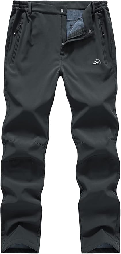 Gopune Men's Snow Ski Waterproof Softshell Pants Outdoor Windproof Warm Hiking Insulated Pants