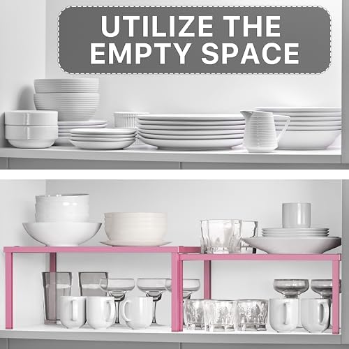 Simple Houseware Expandable Stackable Kitchen Counter Shelf Organizer, Metal Top - Image 5