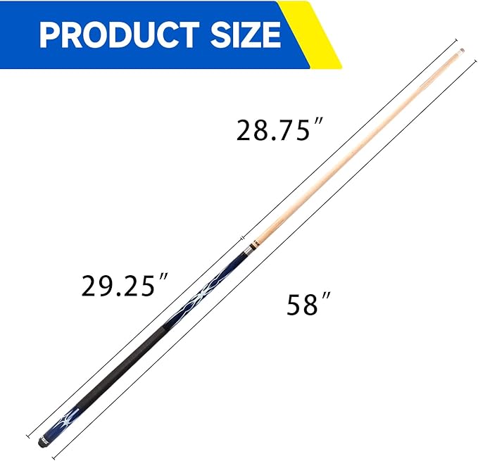 GSE Games & Sports Expert 58" 2-Piece Canadian Maple Hardwood Billiard Pool Cue Sticks for Men/Women, House or Commercial/Bar Use (Several Colors, Weight 18oz, 19oz, 20oz, 21oz Available)