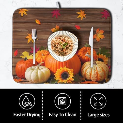 AutumnThanksgiving Pumpkin Dish Drying Mat - Image 4