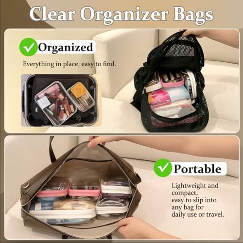 4 pcs Clear Zipper Pouches, Hard Shell Zipper Case - Image 3