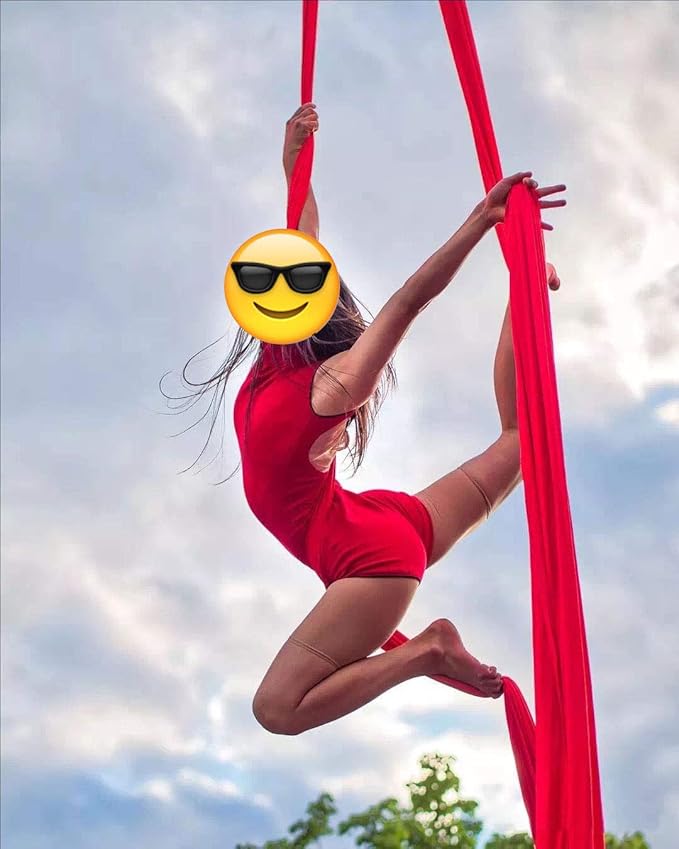 DASKING Aerial Silks Starter Kit - Durable 11Yards of Aerial Yoga Hammock with Hardware, Aerial Swing for Acrobatic Flying Yoga & All Levels (Aerial Rigging Point Up to 14ft)