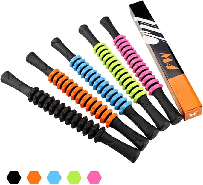 Muscle Roller Stick, Yoga Massage Roller Bar Fitness Beauty Tool for Athletes Relief Leg Back Pain (Black)