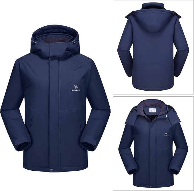 CAMEL CROWN Men's Winter Coat Waterproof Ski Jacket Fleece Lined Windproof Raincoat for Snow Outdoor Hiking Mountain