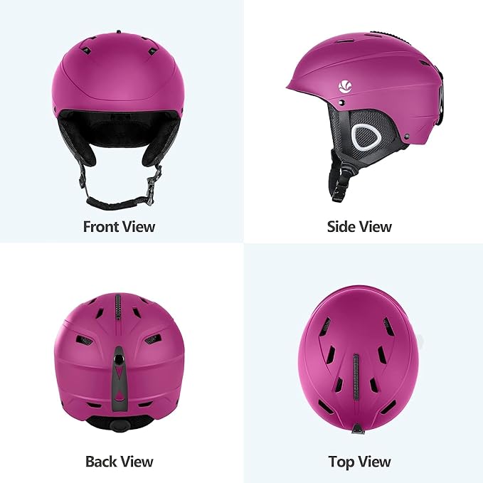 VANRORA Ski Helmet, Snowboard Helmet for Men & Women, Climate Control Venting, Dial Fit, Goggles Compatible, Removable Fleece Liner and Ear Pads, Safety-Certified